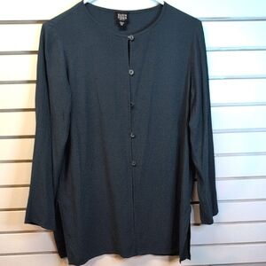 Eileen Fisher 100% Silk Georgette Button Front Tunic PM